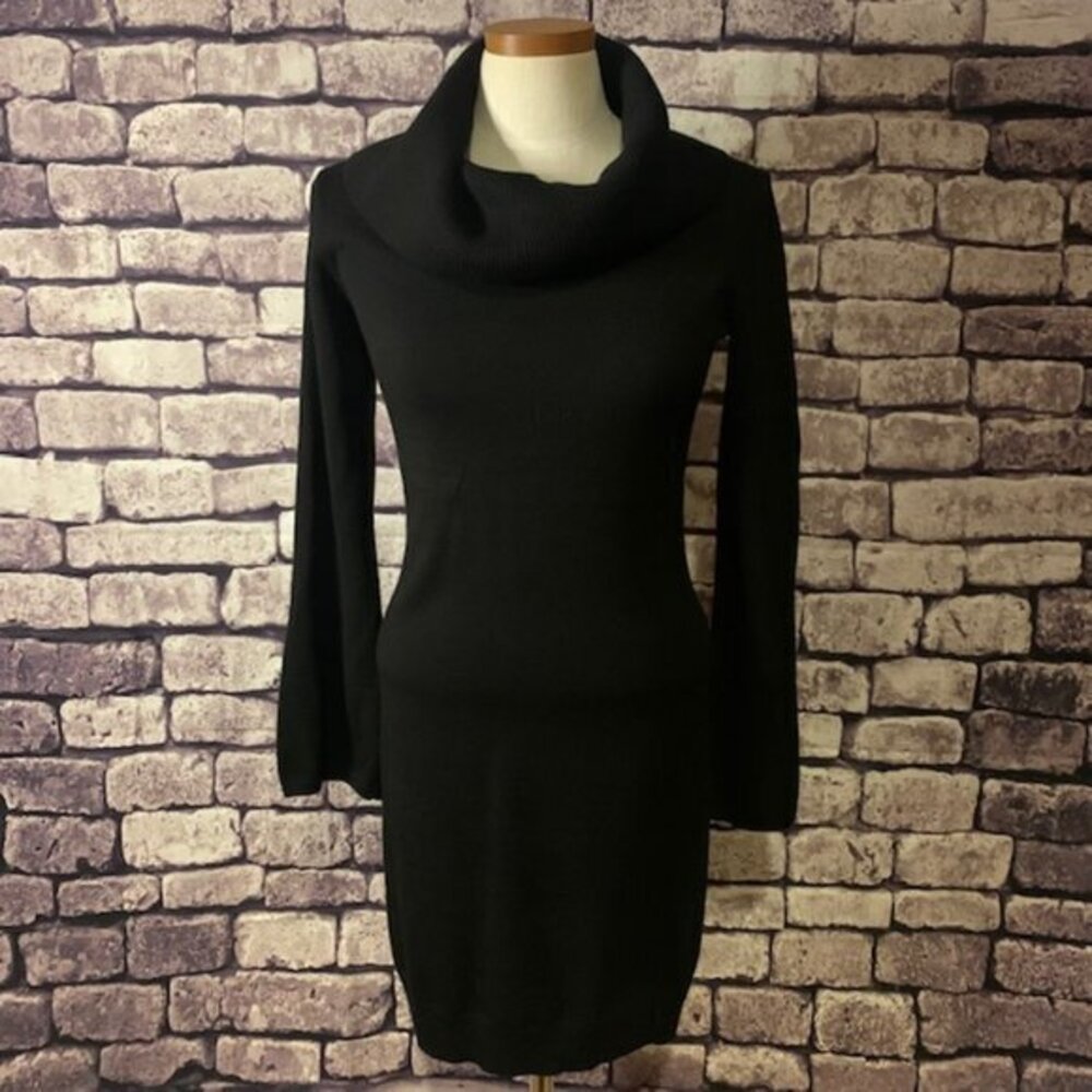 Joan Vass Black Cowl Neck Dress Size Small
